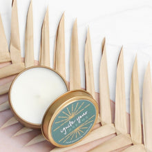 Load image into Gallery viewer, A hand-poured soy candle titled "Ignite Your Dreams" from the "Best Gal" gift box. Also included are a heartfelt greeting card titled "She was made of Sunlight," vibrant Ray of Sunshine Lemondrops, a charming coffee mug, and mini inspirational quote cards, creating a delightful and inspiring gift ensemble